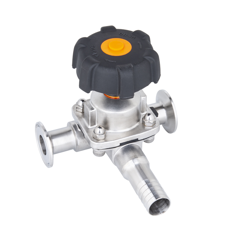 Sanitary manual Tri-clamp and hose connection three-way diaphragm valve