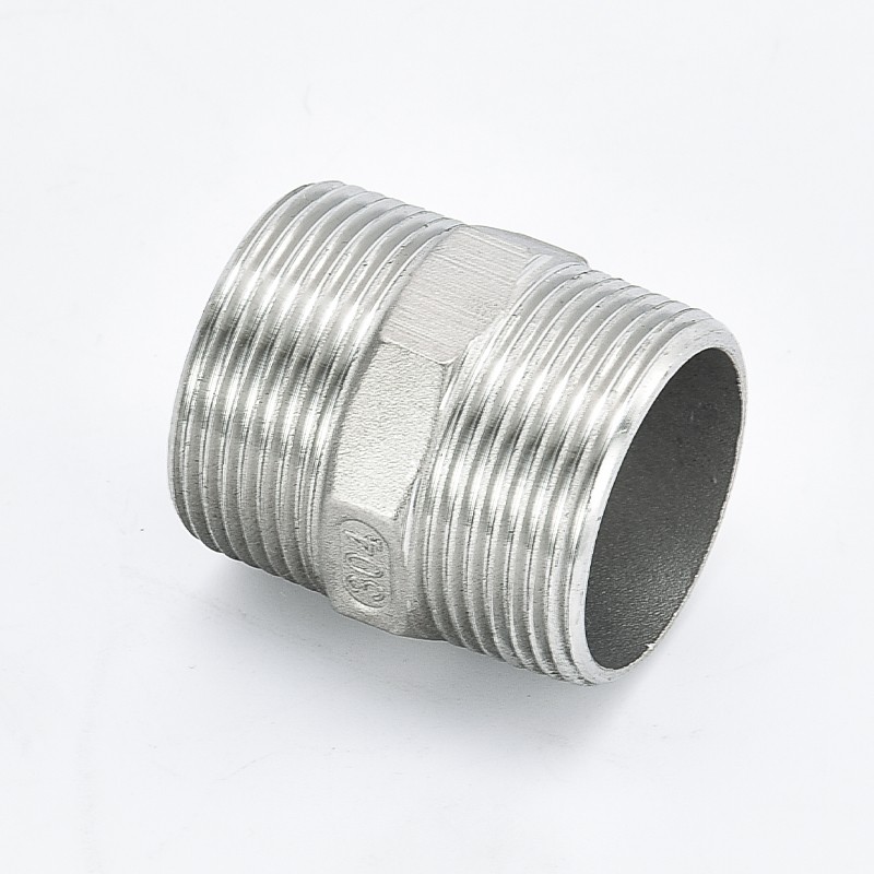 Double male threaded joint with hexagon