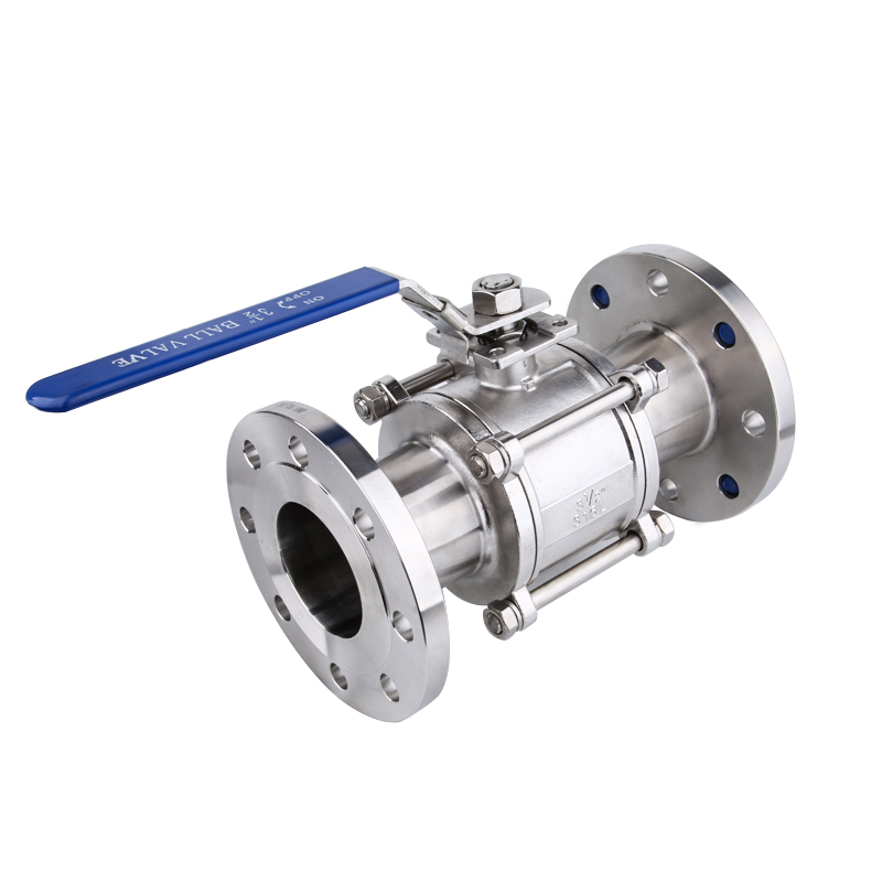 Sanitary grade manual 3pc flanged ball valve