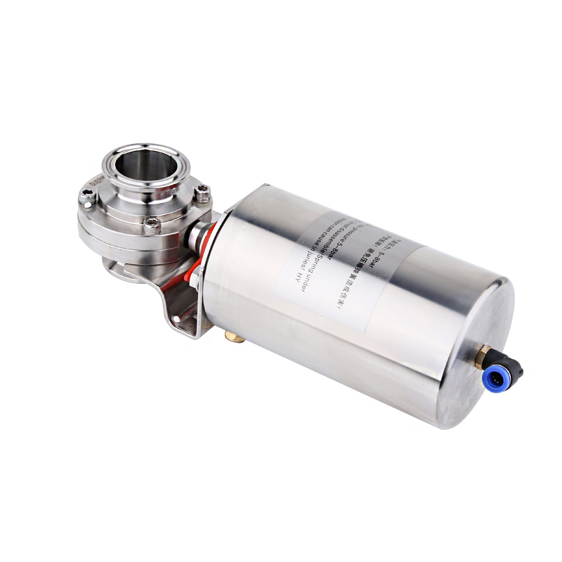 Sanitary pneumatic Tri-clamp butterfly valve with stainless steel single-acting actuator
