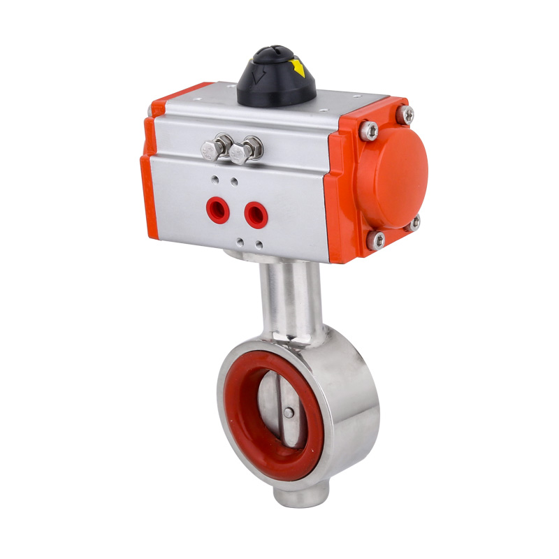 Sanitary pneumatic wafer butterfly valve