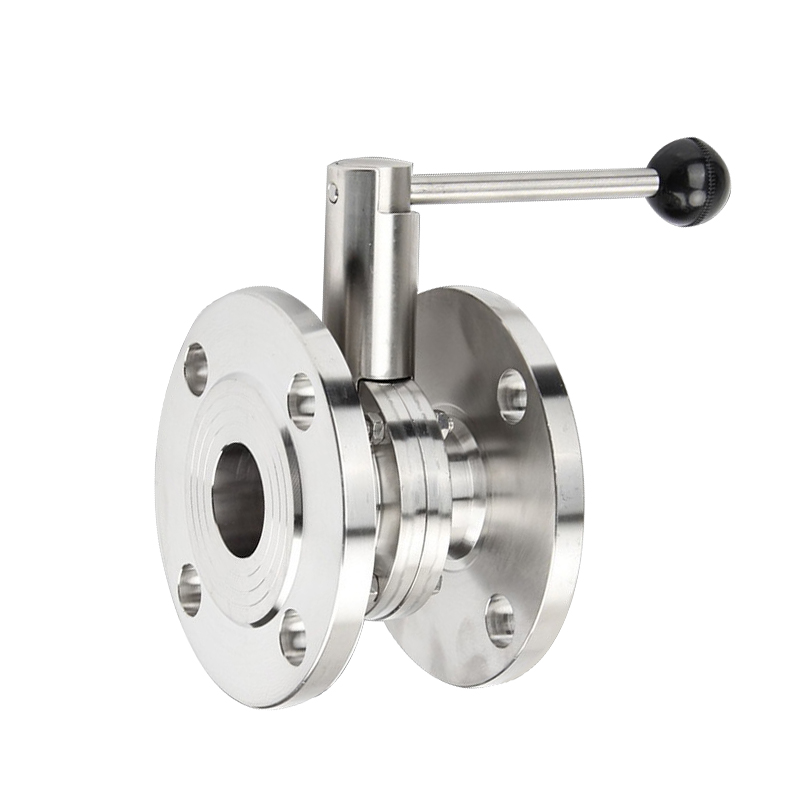 Sanitary manual flange butterfly valve adjustment limit handle